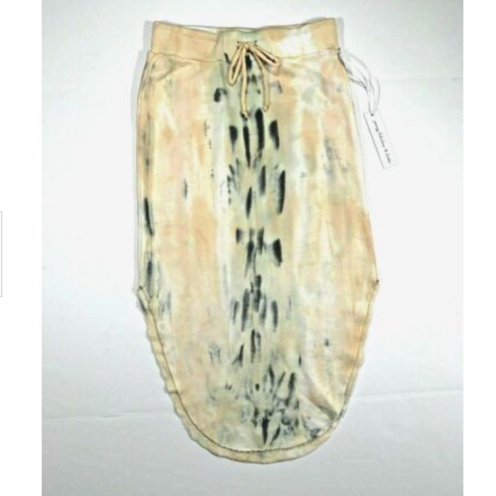 YFB Gigi Midi Skirt Drawstring Tie Dye Pale Yellow - Picture 2 of 4